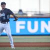 Houston Astros prospect Will Wagner throws the ball between batters during the game. The Hooks defeated the Amarillo Sod Poodles, 5-4, in 10 innings on Thursday, June 23, 2022, at Whataburger Field.