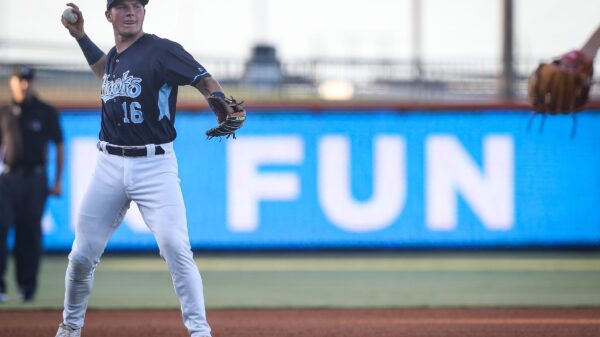Houston Astros prospect Will Wagner throws the ball between batters during the game. The Hooks defeated the Amarillo Sod Poodles, 5-4, in 10 innings on Thursday, June 23, 2022, at Whataburger Field.