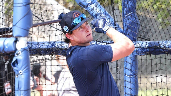 Feb 16, 2023; West Palm Beach, FL, USA; Houston Astros catching prospect C.J. Stubbs takes batting practice during the Houston Astros spring training workouts at the Ballpark of the Palm Beaches.