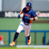 Mar 1, 2023; West Palm Beach, Florida, USA; Houston Astros catcher C.J. Stubbs (80) rounds second base against the Boston Red Sox during the sixth inning at The Ballpark of the Palm Beaches.