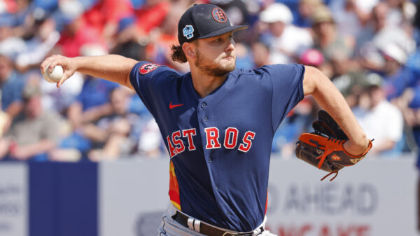 Mar 10, 2023; Port St. Lucie, Florida, USA; Houston Astros relief pitcher Matt Ruppenthal throws a pitch during the third inning against the New York Mets at Clover Park.