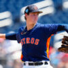 Mar 11, 2023; West Palm Beach, Florida, USA; Houston Astros starting pitcher Forrest Whitley (60) throws a pitch against the St. Louis Cardinals during the first inning at The Ballpark of the Palm Beaches.