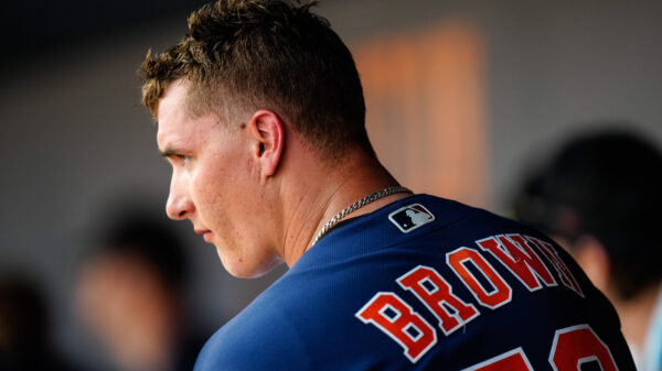 Mar 12, 2023; West Palm Beach, Florida, USA; Houston Astros starting pitcher Hunter Brown (58) walks to the mound against the Miami Marlins during the first inning at The Ballpark of the Palm Beaches.